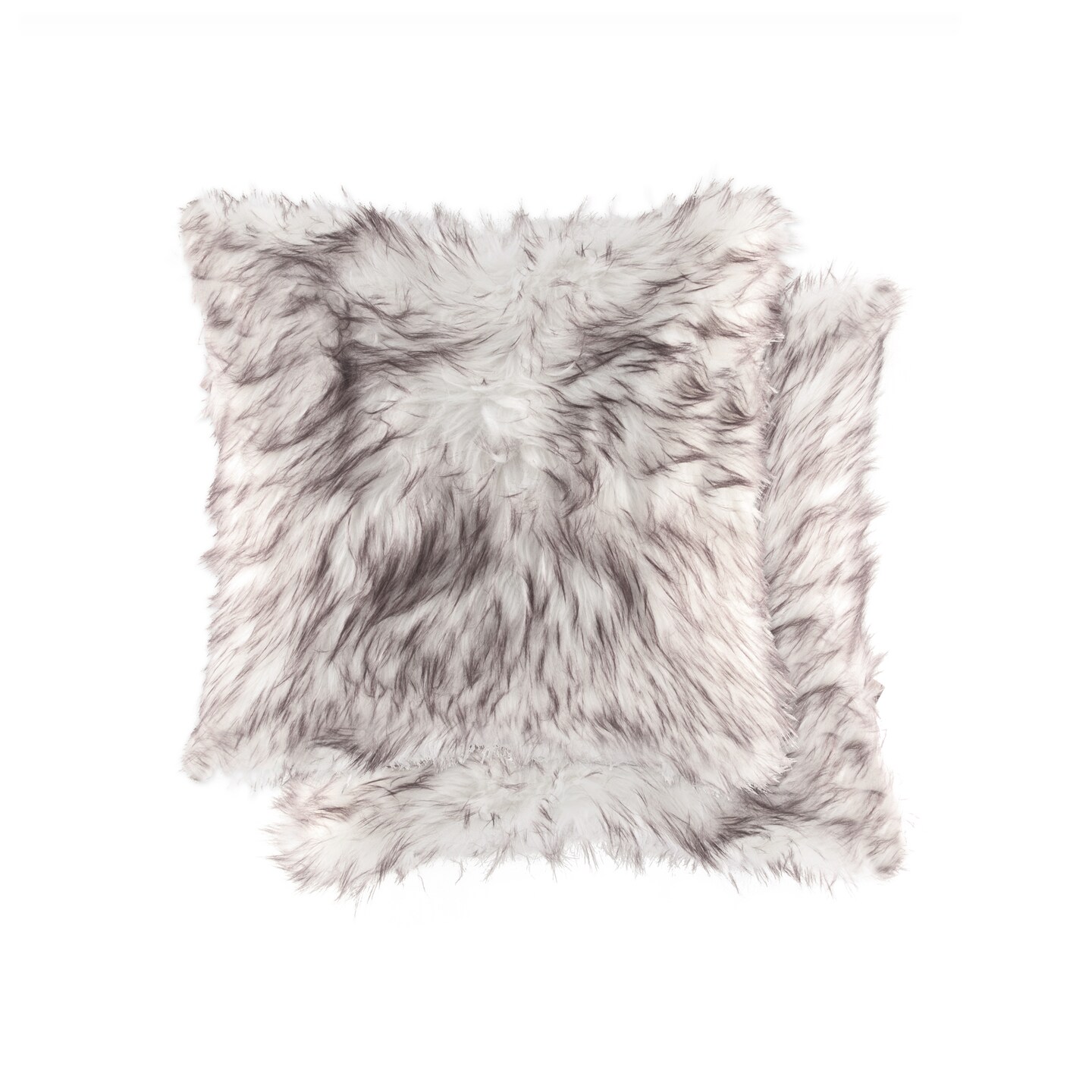 LUXE FAUX FUR 2 PACK BELTON FAUX SHEEPSKIN FUR PILLOW 18&#x22;X18&#x22; GRADIENT CHOCOLATE