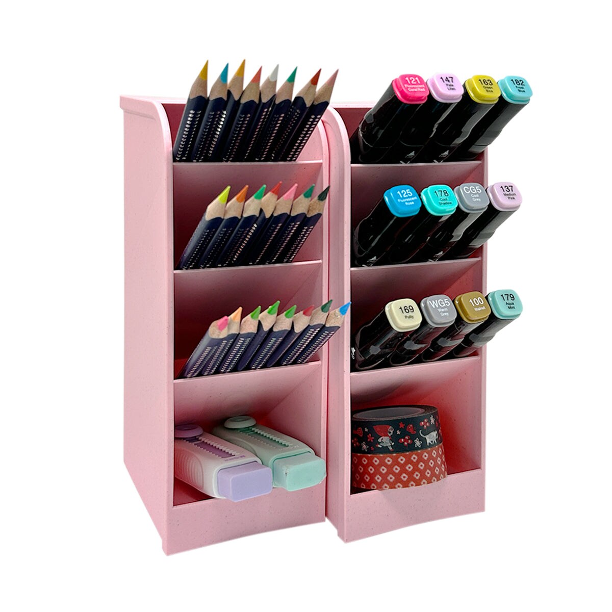Wrapables Pen Organizer with 4 Compartments Desk Storage Organizer for Home, Office, Work