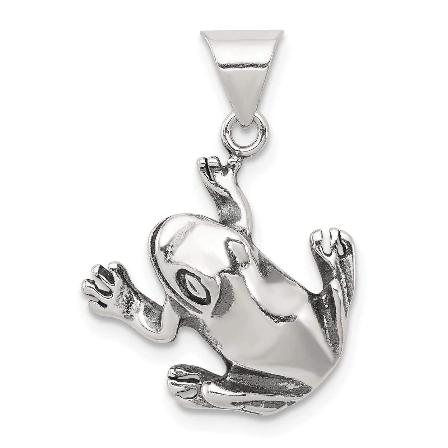 Sterling Silver Antiqued Frog Charm Jewelry Pendant 18mm x 17mm