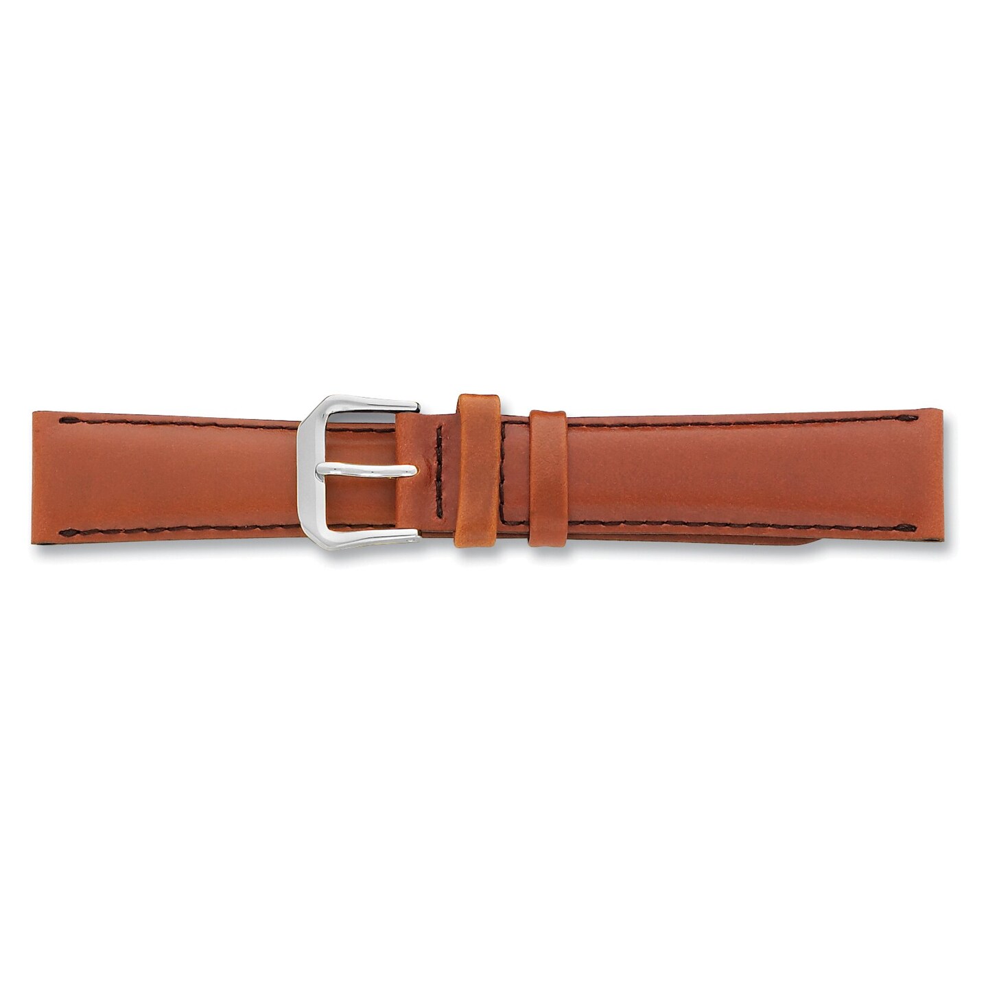 de Beer Brown Leather Watch Band 19mm Silver Color