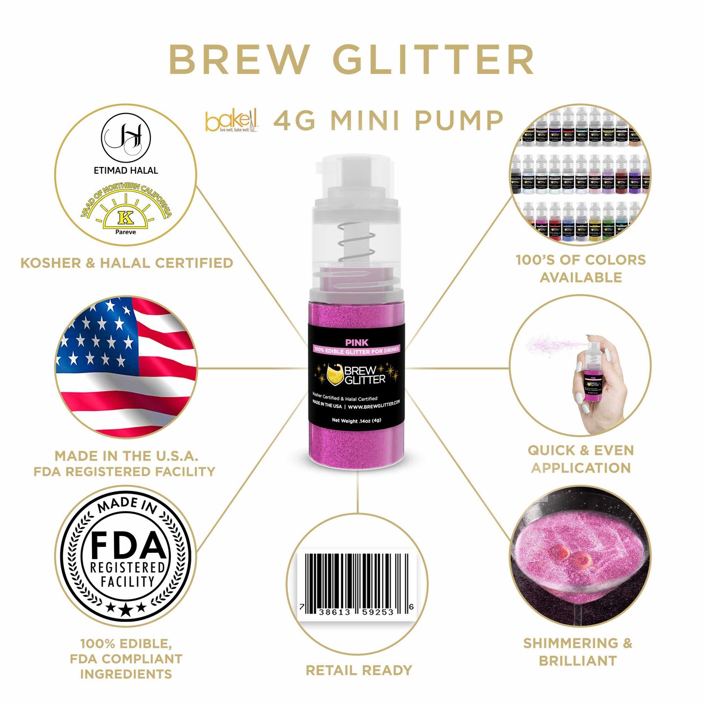 Pink Drink Glitter Edible Powder Dust Glitter Spray for Drinks