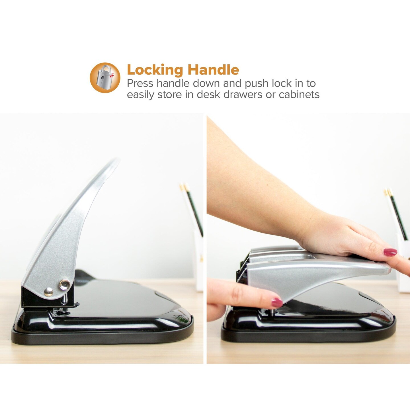 EZ Squeeze&#x2122; 3-Hole Punch, 40 Sheets, Silver