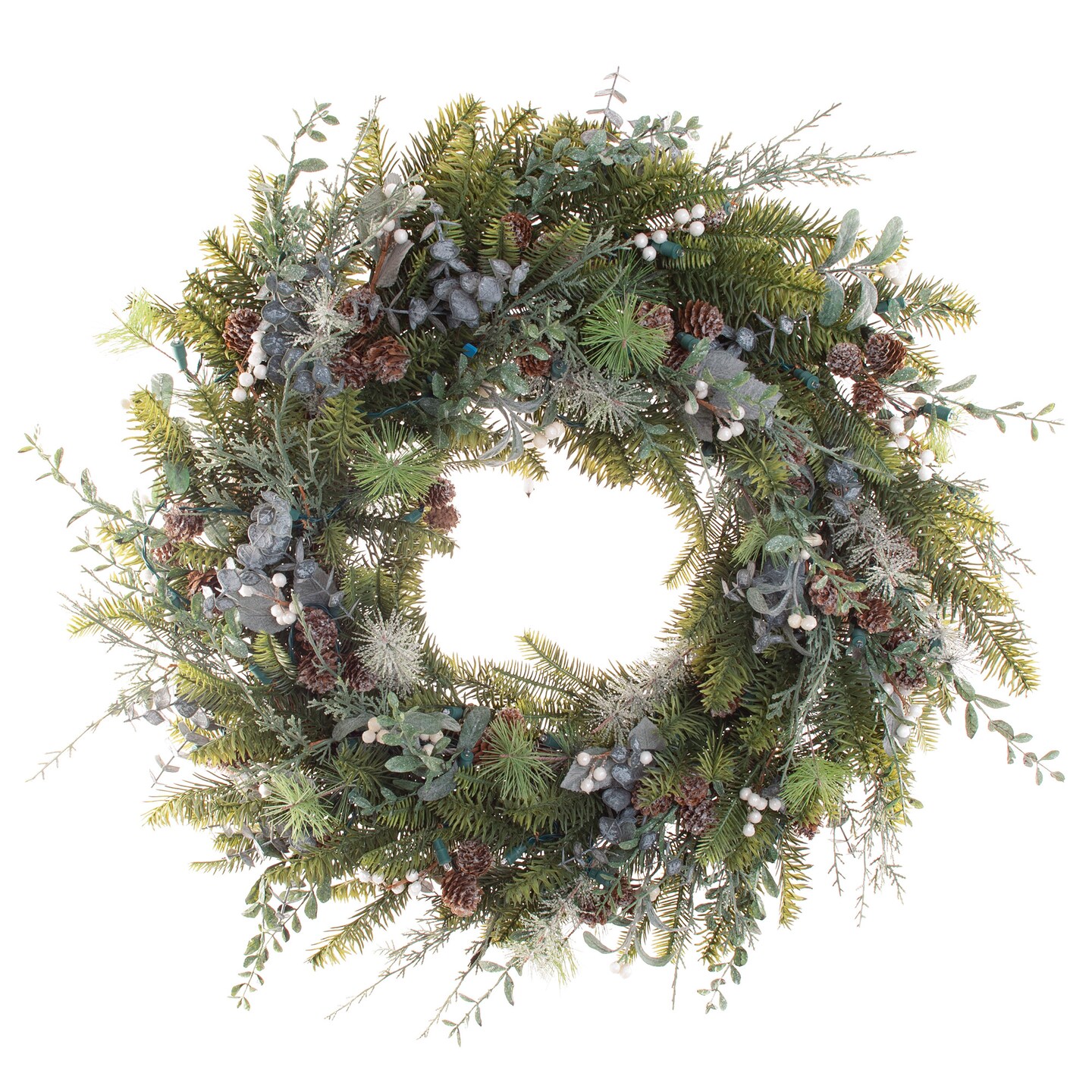 Lighted Christmas Wreath - Rustic White Berry