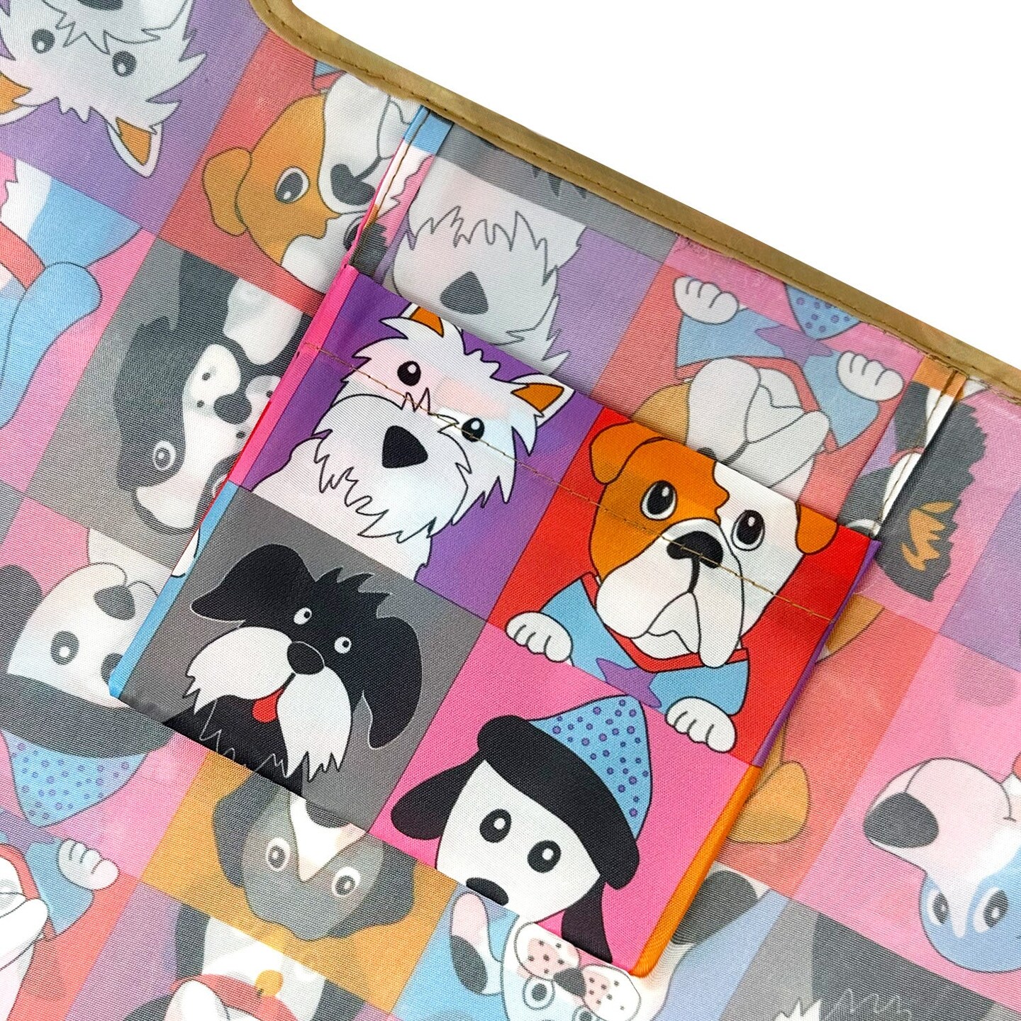 Wrapables Large Foldable Tote Nylon Reusable Grocery Bags, Cute Dogs