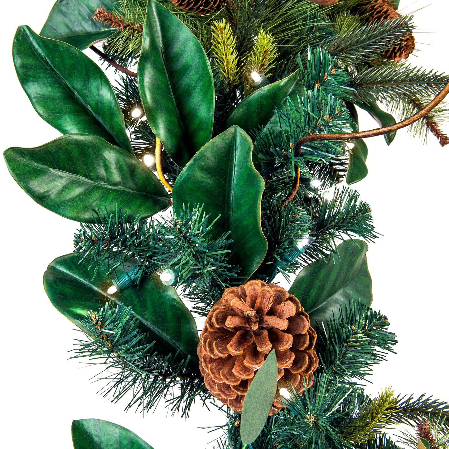 9 ft. Artificial Garland with Lights - Magnolia Leaf