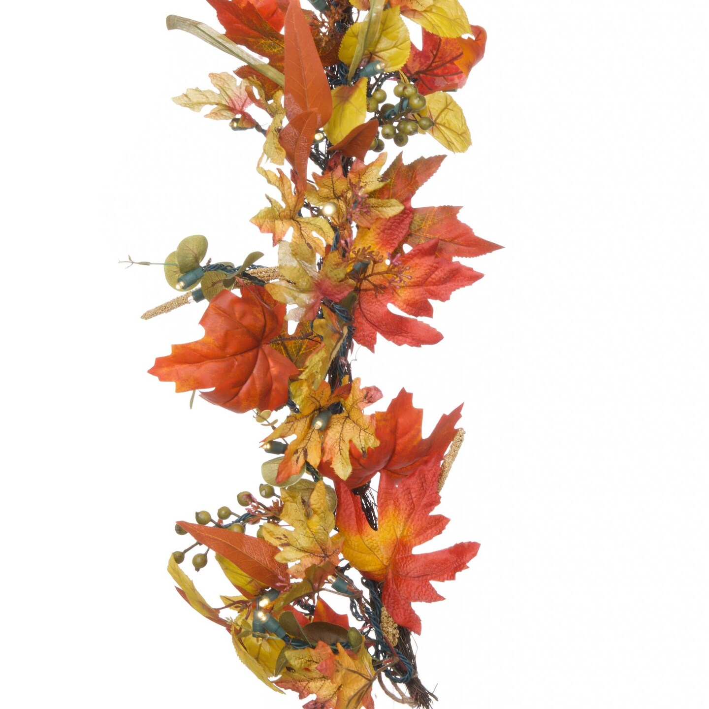 9 ft. Artificial Garland with Lights - Fall Harvest Leaf