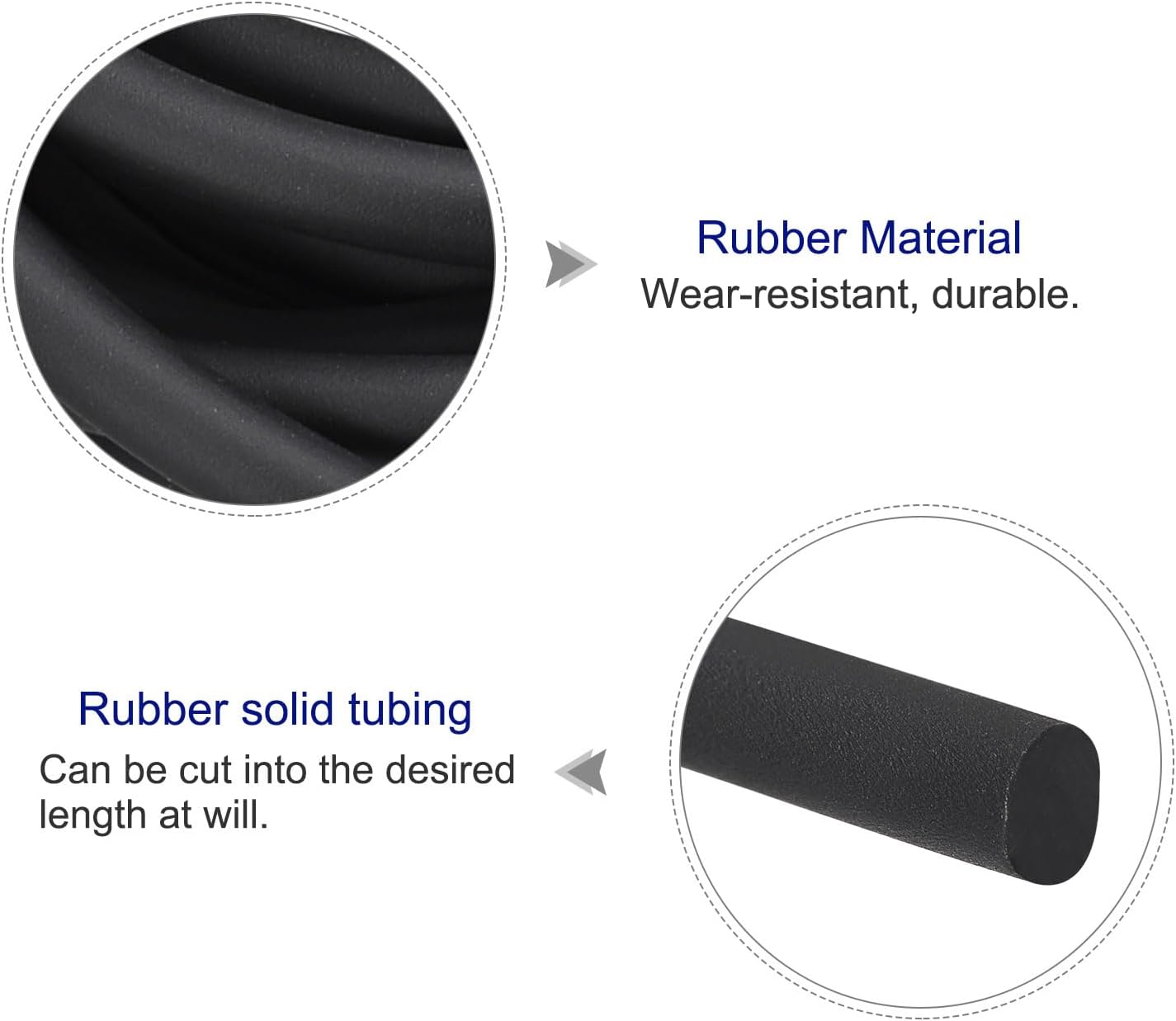 Solid Rubber Cord 10ft 6mm(1/4&#x22;) Dia Matte Black Rubber Cord for DIY Craft Beading Necklaces Bracelet