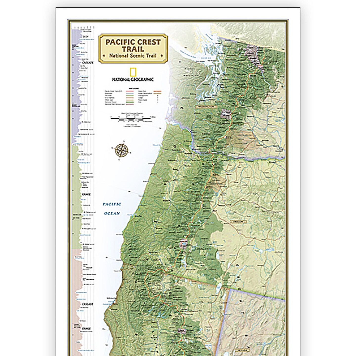 Pacific Crest Trail Map, In Gift Box, 18&#x22; x 48&#x22;