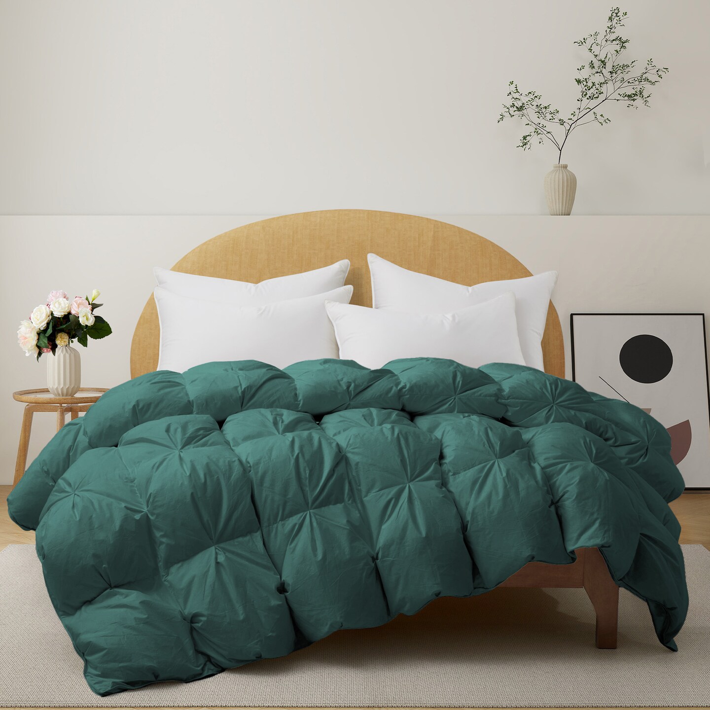 Peace Nest Goose Down Feather Comforter Duvet Insert - All Season Bedding Comforter With Corner Tabs - Fluffy Soft Goose