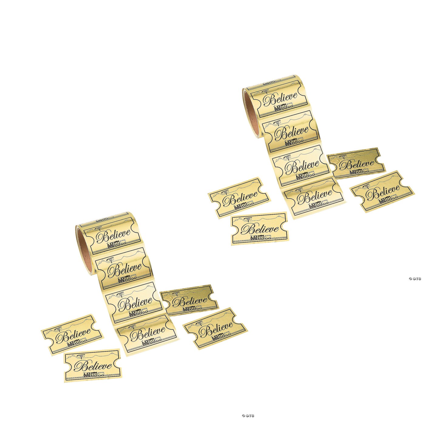Gold Foil Believe Ticket Jumbo Sticker Roll 100 Pc