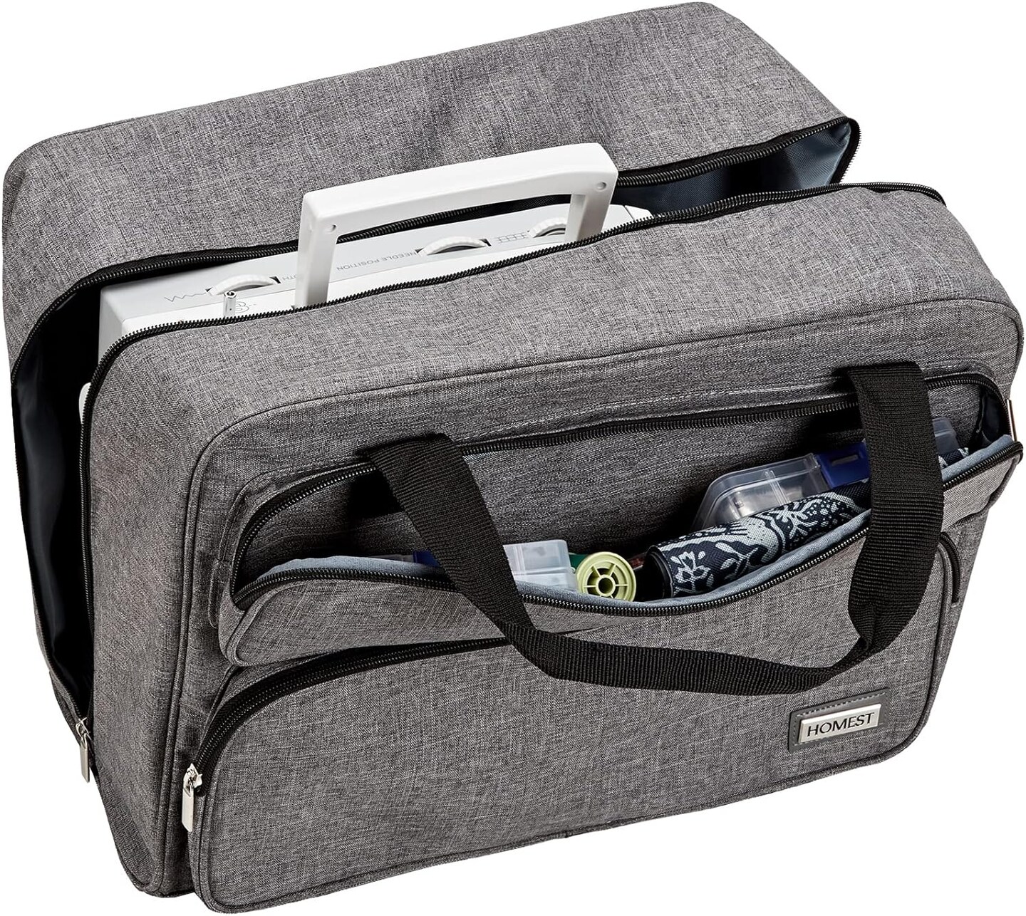 Sewing Machine Carrying Case, Universal Tote Bag with Shoulder Strap Compatible with Most Standard Singer, Brother, Janome, Grey (Patent Design)