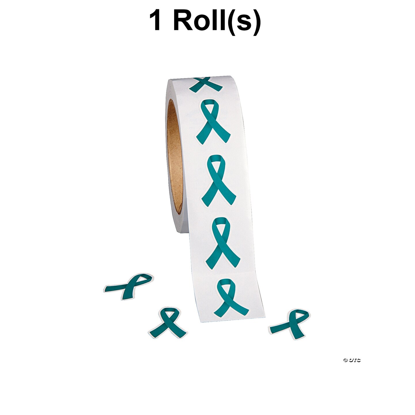 Bulk Teal Ribbon Awareness Sticker Roll 500 Pc.