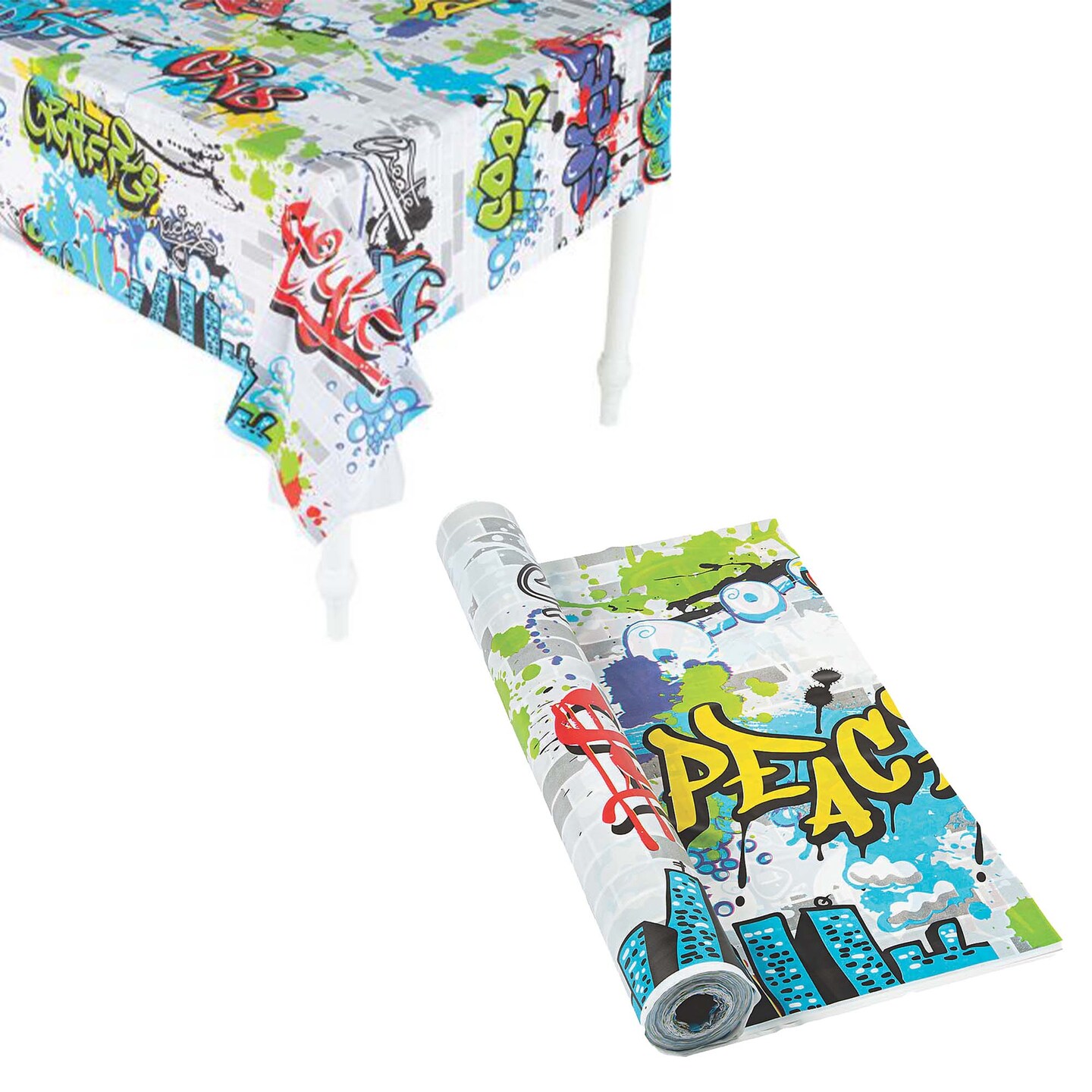 Graffiti Plastic Tablecloth Roll 40&#x22; x 100 ft.