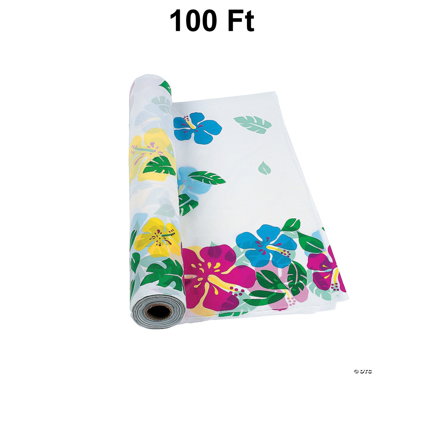 40" x 100 ft. Hibiscus Multicolor Disposable Plastic Tablecloth Roll
