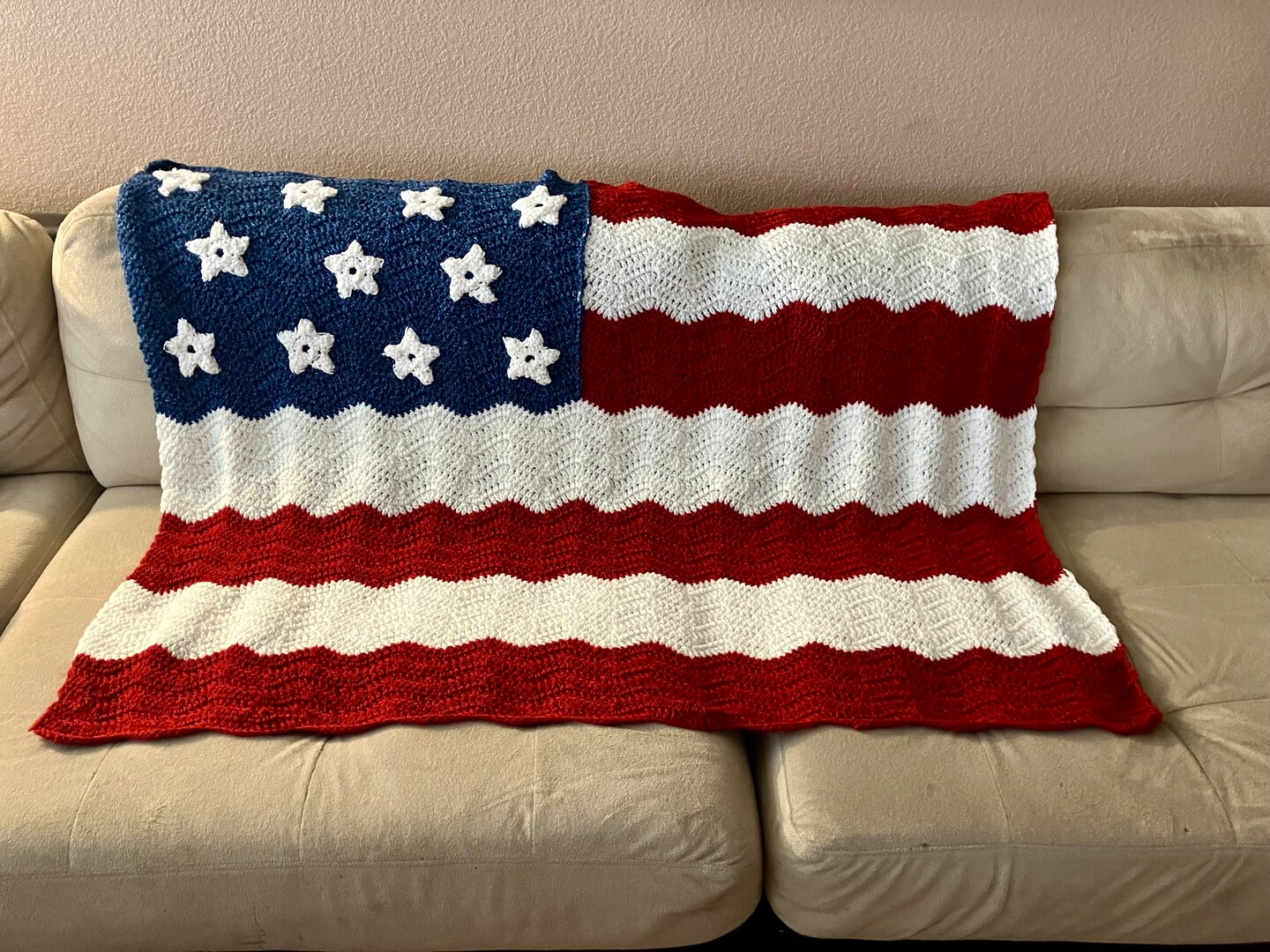American Flag Red White Blue Blanket Handcrafted American Flag