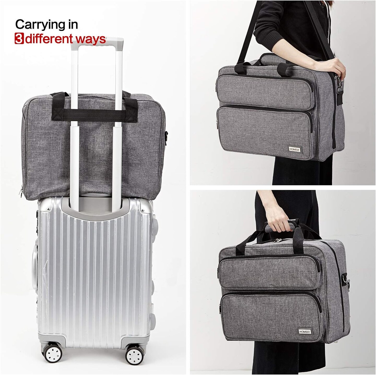 Sewing Machine Carrying Case, Universal Tote Bag with Shoulder Strap Compatible with Most Standard Singer, Brother, Janome, Grey (Patent Design)