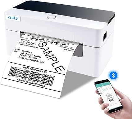Vretti® - Bluetooth Thermal Label Printer - 4x6 Shipping Label Printer for Shipping Packages
