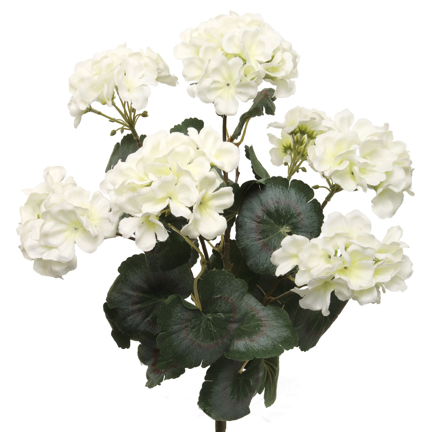 White Geranium Bush: 18-Inch, 7 Silk Flowers &#x26; 32 Leaves by Floral Home&#xAE;