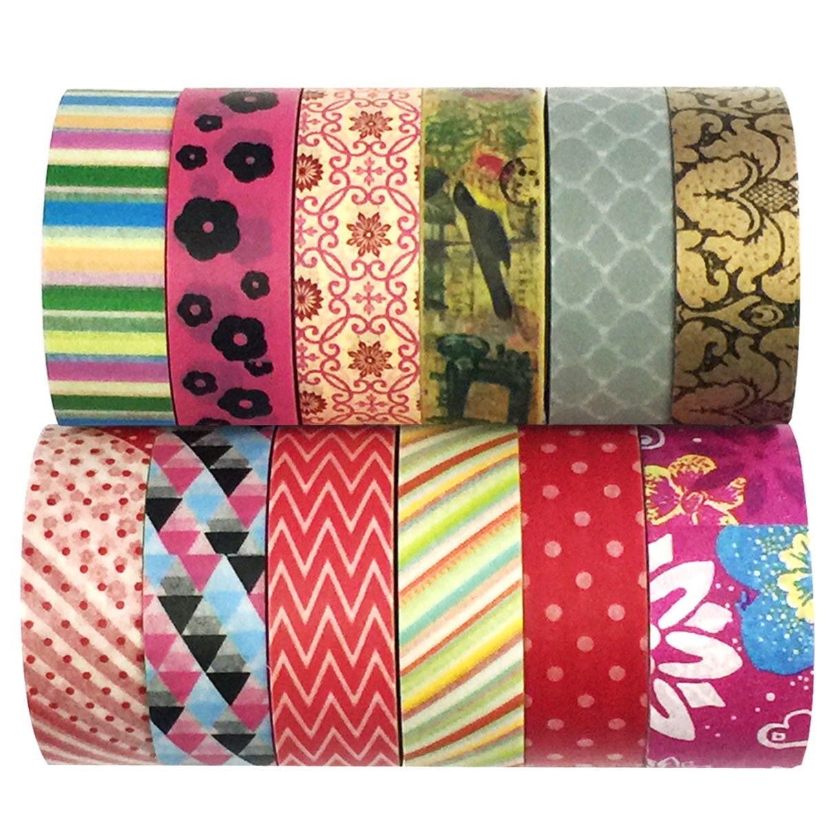 Wrapables Washi Tapes Decorative Masking Tapes, Set of 12, ADSET05
