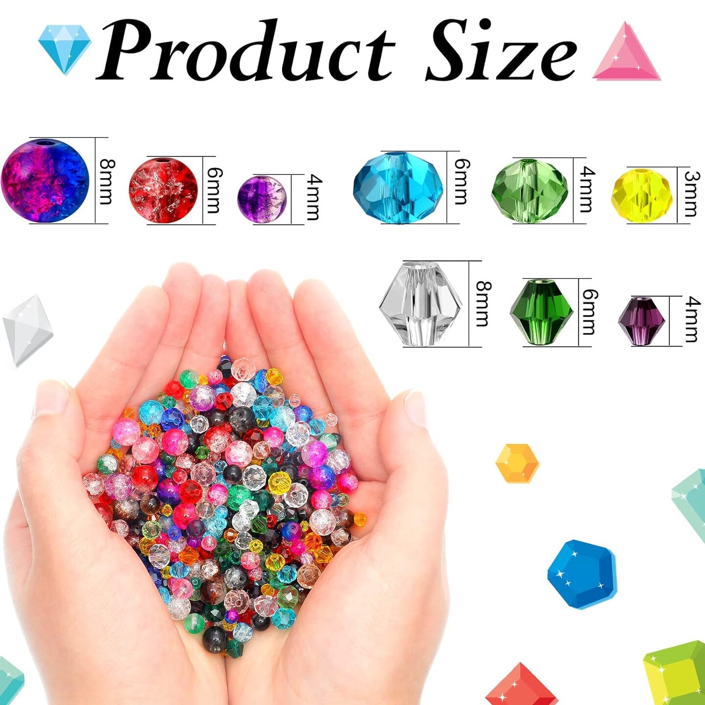 1300 Pieces Crystal Beads For Jewelry Making Crackle Glass Beads Faceted Crystal Glass Beads Bicone Crystal Beads Loose Beads Sparkly Beads For Bracelets Necklace Pendants Making Supplies