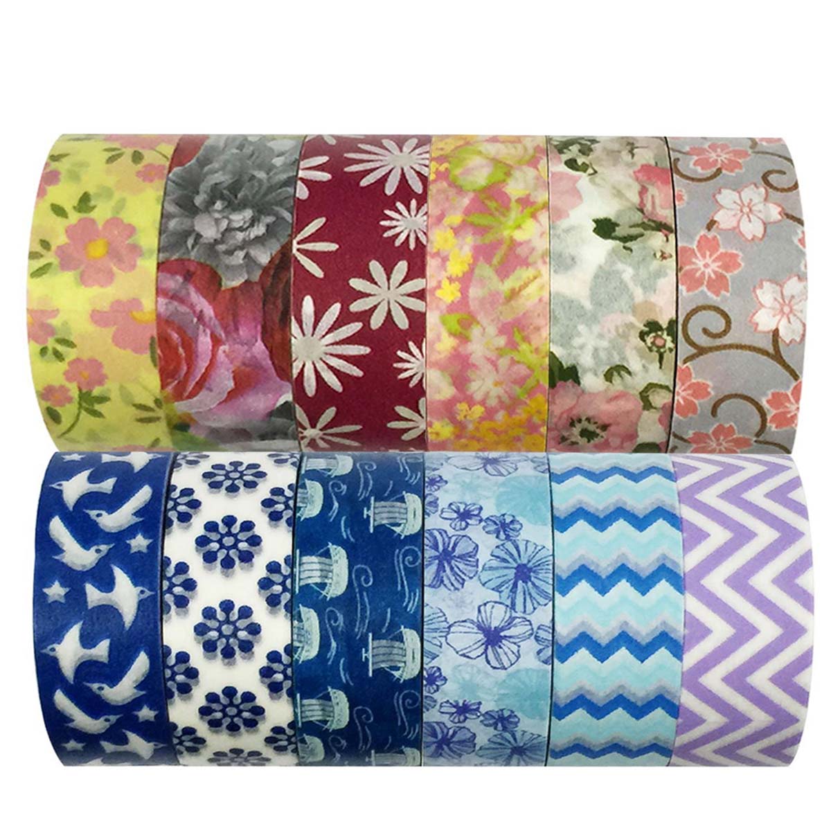 Wrapables Washi Tapes Decorative Masking Tapes, Set of 12, ADSET33