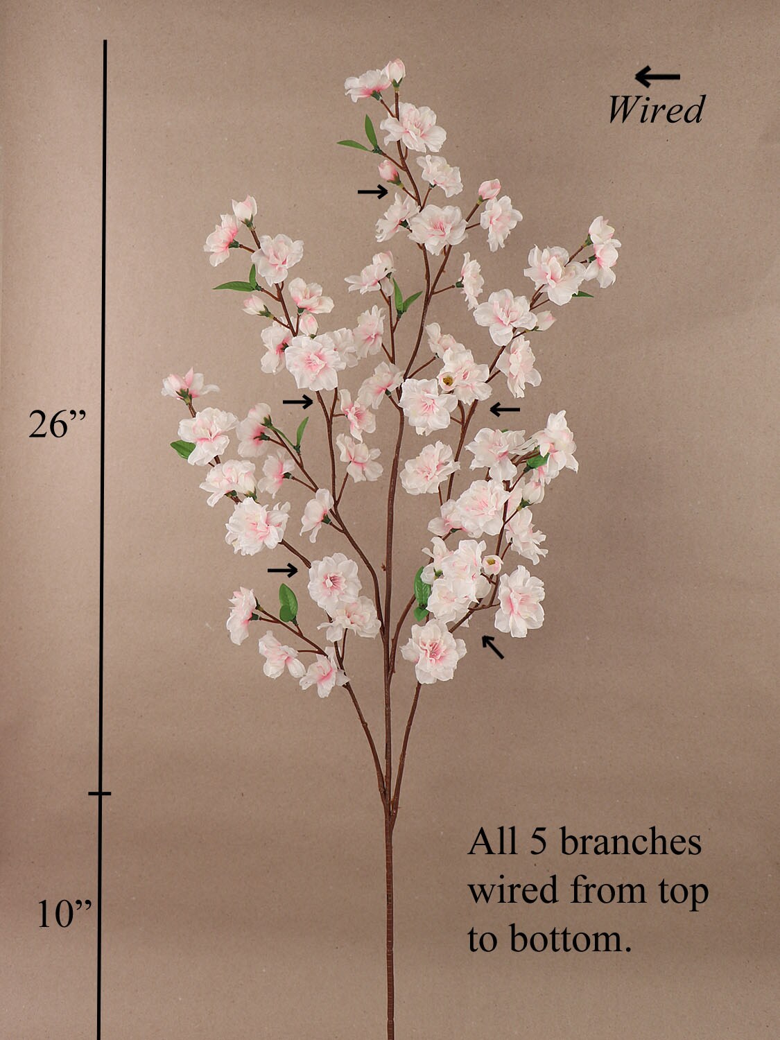 6-Pack: Light Pink Cherry Blossom Stem with Silk Flowers, Floral Home by Artificial Flowers