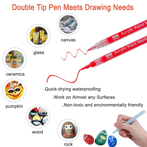 36 Acrylic Paint Markers Pens for Pumpkins Painting Canvas Ceramic Rocks Wood Plastic Craft Supplies for Graffiti Christmas Easter Egg