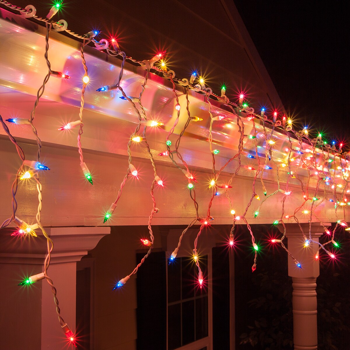 100 Multicolor Mini Icicle Light Set, White Wire