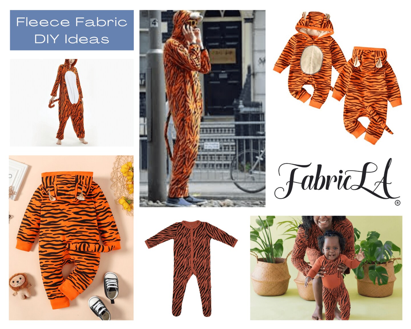 FabricLA Fleece Fabric by The Yard 1 Yard 36&#x22;X60&#x22; Inch Wide Polar Fleece Soft, Blanket, Anti-Pill Throw, Poncho, Pillow Cover, PJ Pants, Booties, Eye Mask&#x26;nbsp;- Tiger Rust