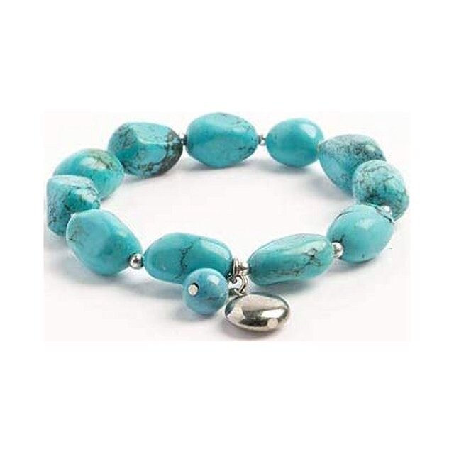 Earth&#x27;s Jewels Semi-Precious Dyed Re-constructed Turquoise Stretch Bracelet