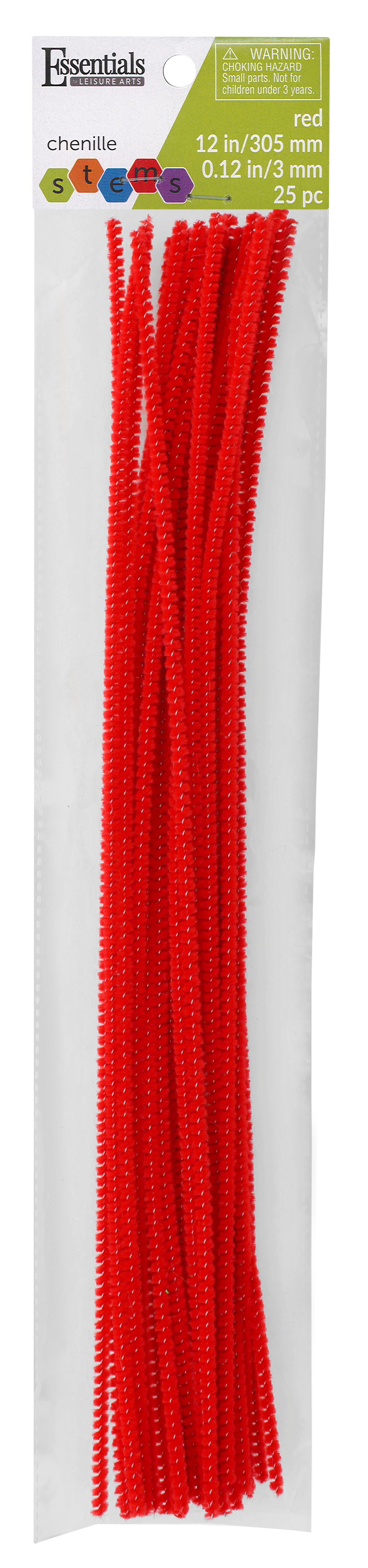 Essentials By Leisure Arts Arts Chenille Stem 12&#x22; 3mm Red 25pc