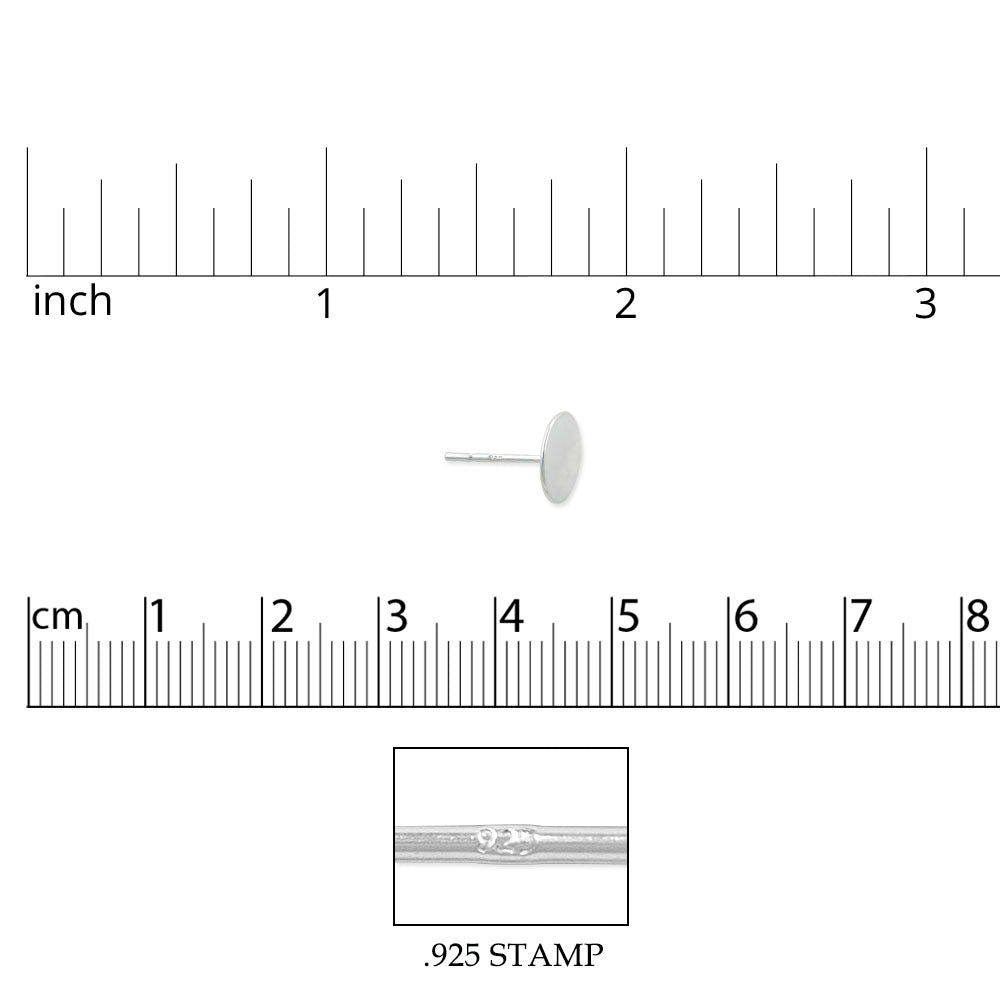 JewelrySupply Sterling Silver 8mm Flat Padded Post Earrings (1 Pair of Sterling Silver Padded Post Earrings)