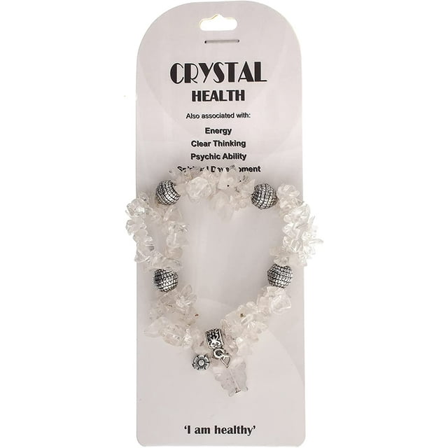 Earth's Jewels Semi-Precious Natural Crystal Quartz Clear 2-Strand Bracelet, Butterfly Charm