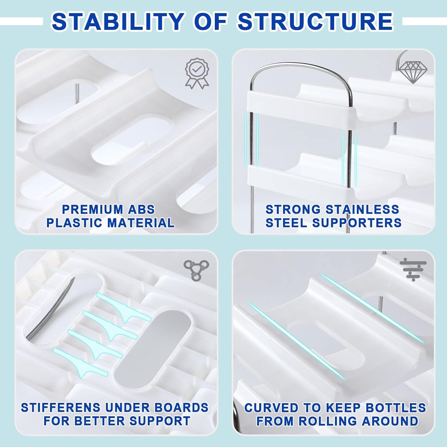 3 Tier Stackable Water Bottle Organizer for Cabinet - 9 Bottle Holder Rack for Tumblers, Cups, Wine Bottles - Home Storage, Kitchen Organization Shelf for Countertop, Cupboard