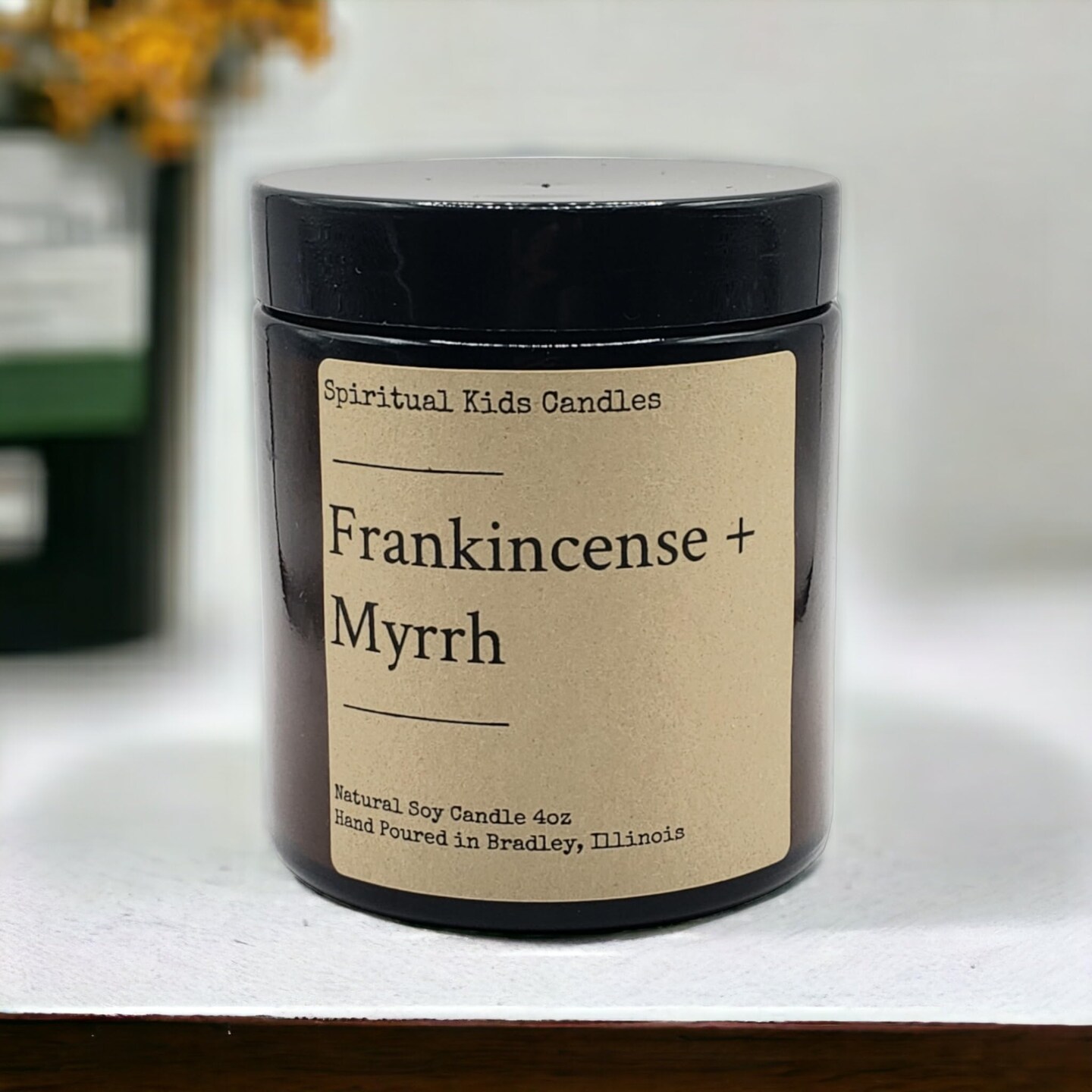 Frankincense &#x26; Myrrh Soy Candle 4oz 20-25 with Handmade with Fragrant/Essential Oils | Holiday Candle | Earthy &#x26; Clean |