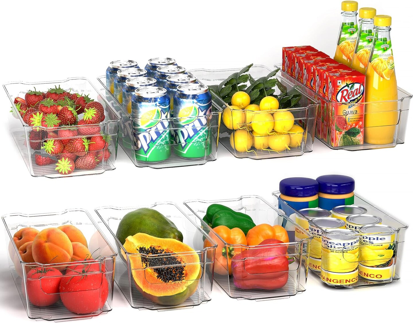 Fridge Organizer Bins - Set of 8 Refrigerator Organizer Set - Pantry Organizers and Storage - Clear Storage Bins For Fridge Organization and Storage - Home & Kitchen Organization
