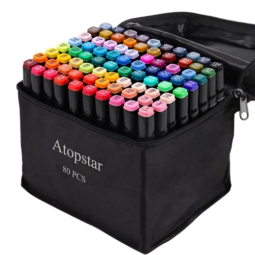 ATOPSTAR 80 Colors Alcohol Markers Artist Drawing Art for Kids