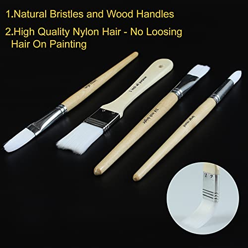 12/24pcs Paint Brushes Set Nylon Hair Wooden Handle Painting Brush Variety  Style Short Rod Oil Acrylic Watercolor Pen Art White Brush Set 