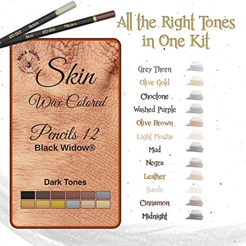  Black Widow Skin Tone Colored Pencils for Adult Coloring - 12  Color Pencils for Portraits and Skintone Artists - A Complete Color Range -  Now With Light Fast Ratings. : Arts, Crafts & Sewing