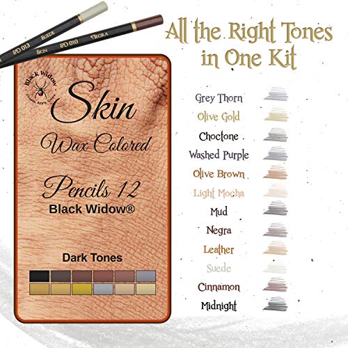 Skin Tone Colored Pencils for Adult Coloring - 12 Color Pencils for Portraits and Skintone Artists - A Complete Color Range - Now With Light Fast Ratings.