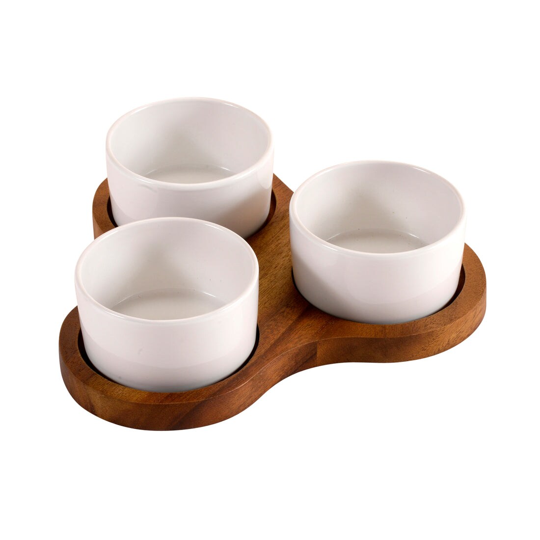 Triangular Serving Set with 3 Ceramic Dishes