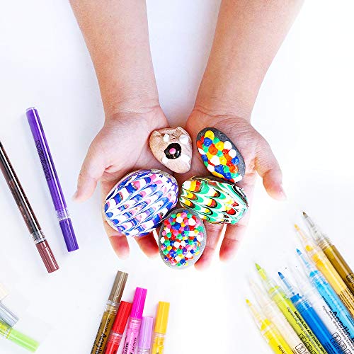 Acrylic Paint Pens, Paint Marker for Rock Painting, 18 Colors Permanent Acrylic Markers Fine Tip Ideal for Craft, Glass, Fabric, Ceramic and More