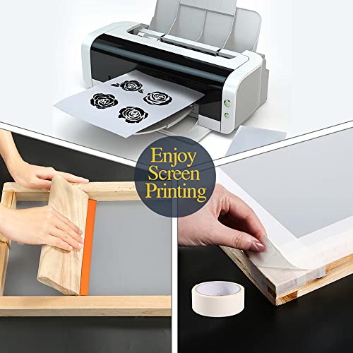 Pllieay 26Pcs Screen Printing Starter kit, 3 Different Size Wood Silk  Screen Printing Frames with 110 Mesh, Screen Printing Squeegees, Inkjet