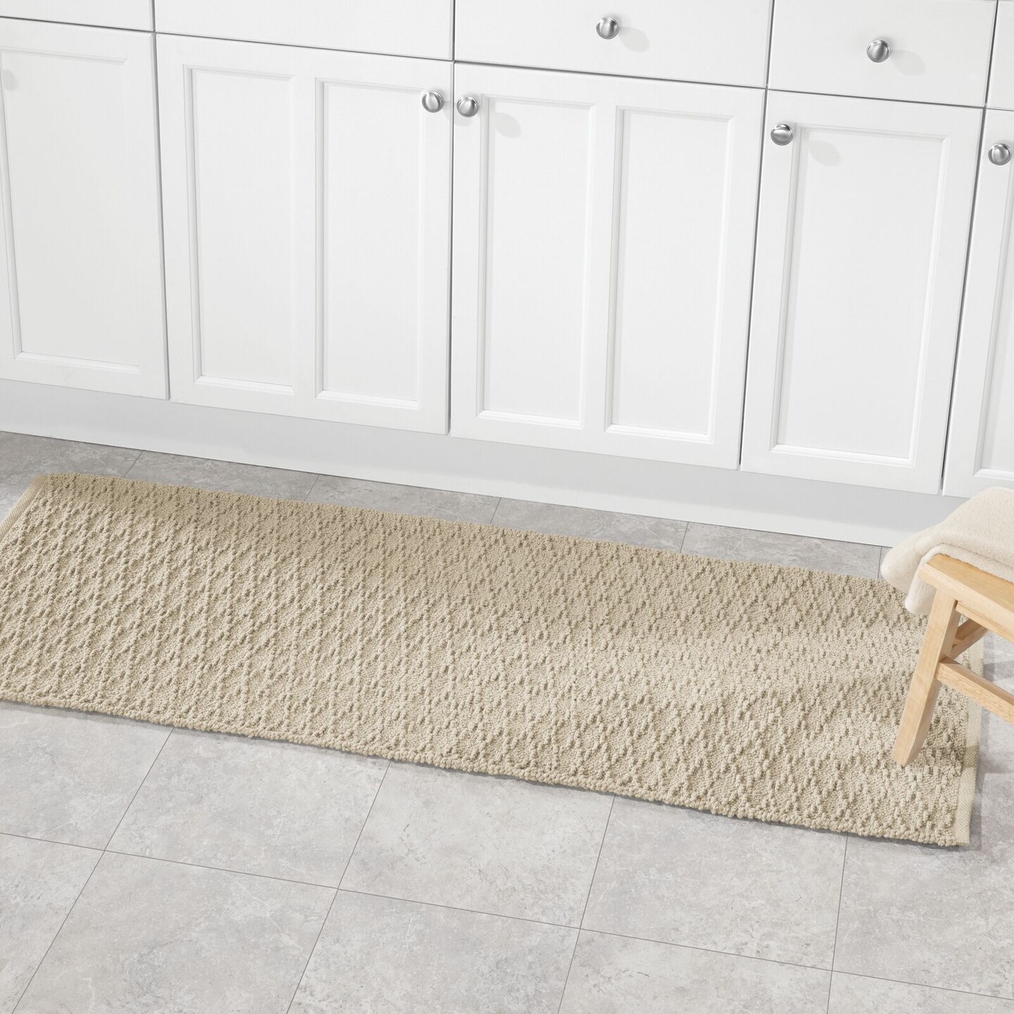mDesign Bathroom Cotton Rectangular Rug, Long Runner, 60" x 21"