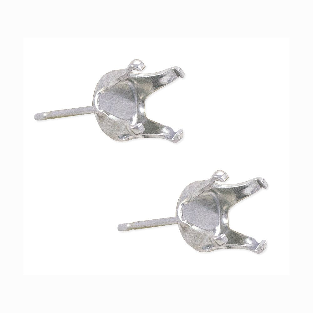 JewelrySupply Sterling Silver 6mm Snap & Set Earrings 4 Prong (1 Pair of Sterling Silver Earrings)