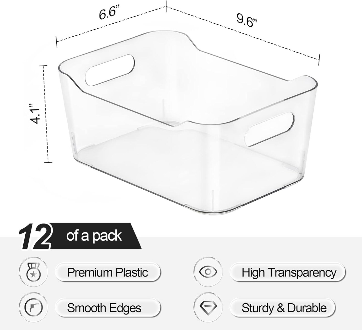  [ 12 Pack ] Multi-Use Clear Bins for Organizing - Fridge,  Refrigerator Organizer Bins - Pantry Organization and Storage - Plastic  Containers for Home, Kitchen, Freezer, SOHO Collection, Canbinet, RV : Home  & Kitchen