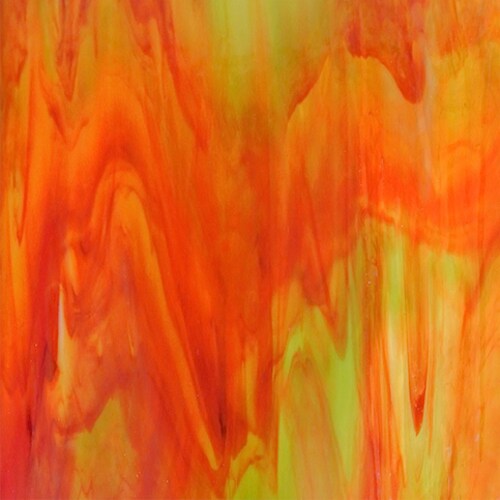 Wissmach Stained Glass Sheet and Mosaic Glass: Orange and Green, Wisspy Opal