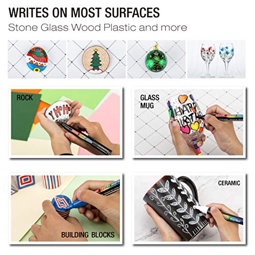 12 colors Acrylic Paint Marker Pens, Extra Fine Point, Nylon Tip, 12 colors, Water based, Expert of rock painting, Water and Fade Resistant, Non-toxic