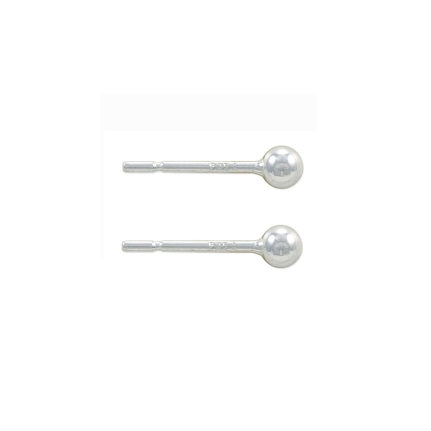 JewelrySupply Sterling Silver 3mm Ball Post Earrings (1 Pair of Sterling Silver Earrings)