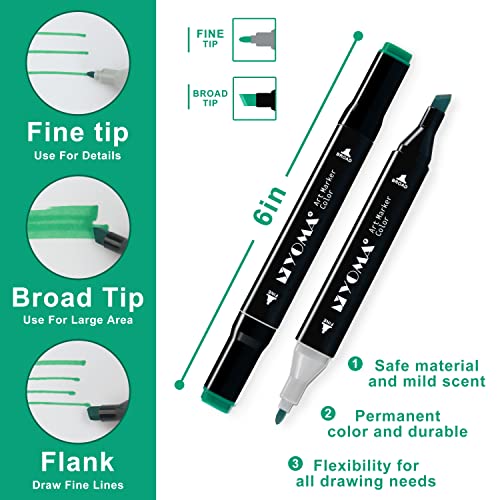60 Colors Alcohol Markers Dual Tip Markers Art Markers Set, Unique Colors (1 Marker Case) Alcohol-based Ink, Fine & Chisel, Black Penholder